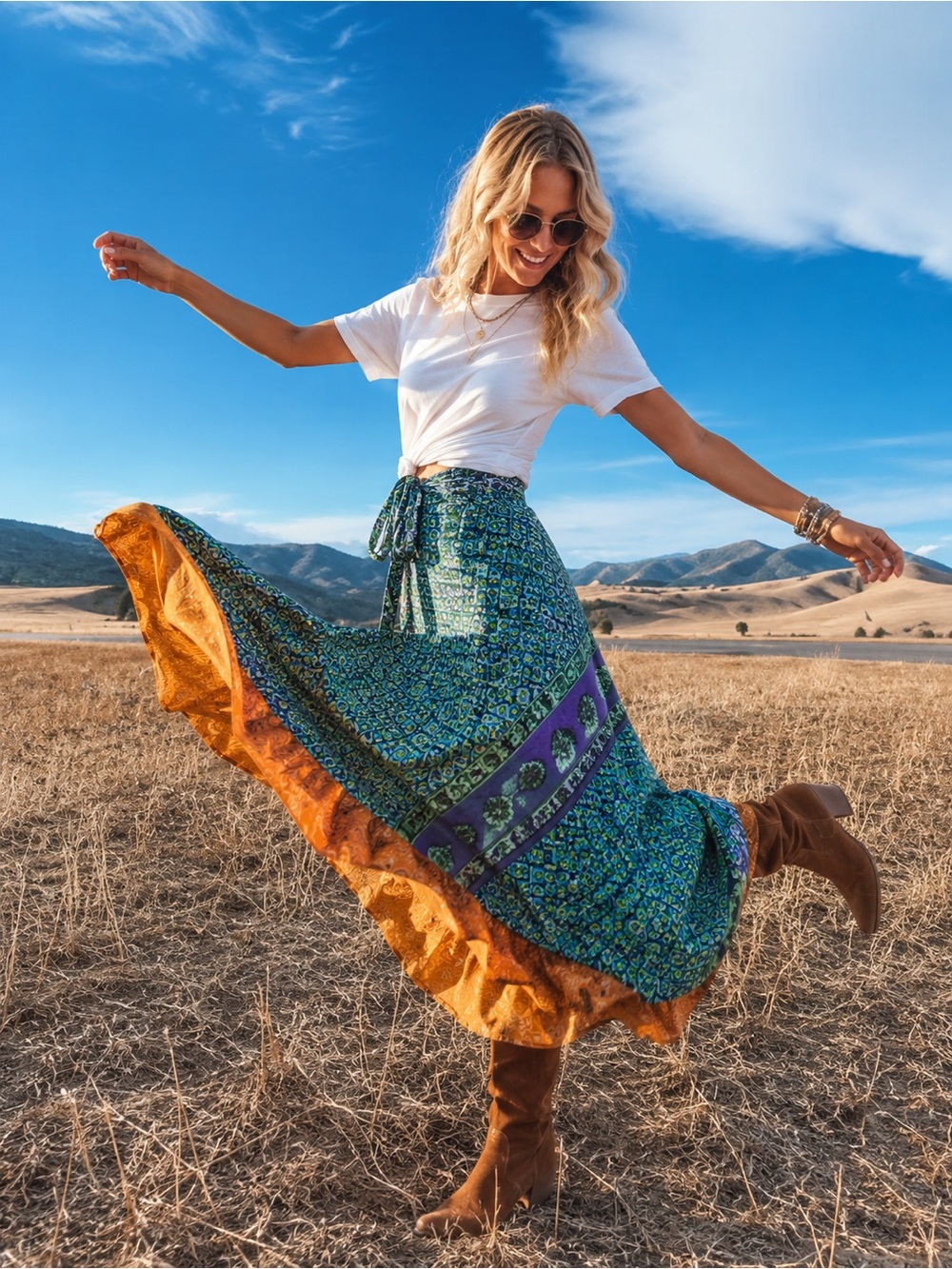 Darn Good Yarn Recycled Sari Wrap Skirt | Boho Goddess Max